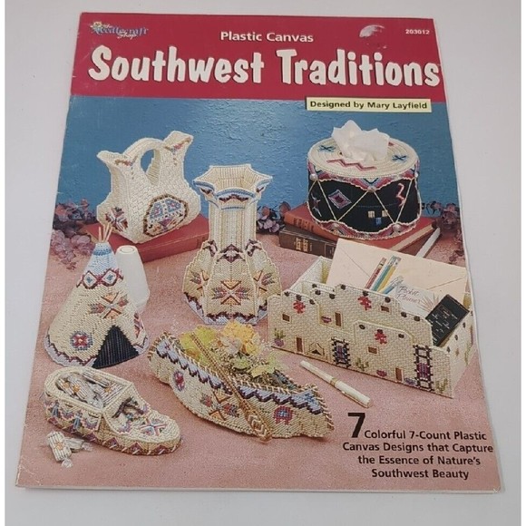 Southwest Traditions Plastic Canvas Pattern Book‎ Native Wedding Vase Moccasins - Picture 1 of 12
